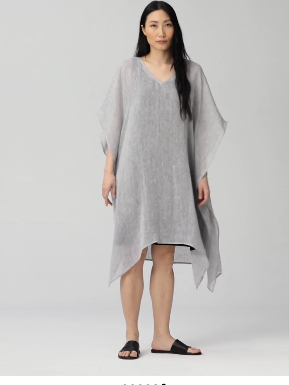 Eileen Fisher Organic Linen Gauze Caftan Cover Up Grey - Size Xxs